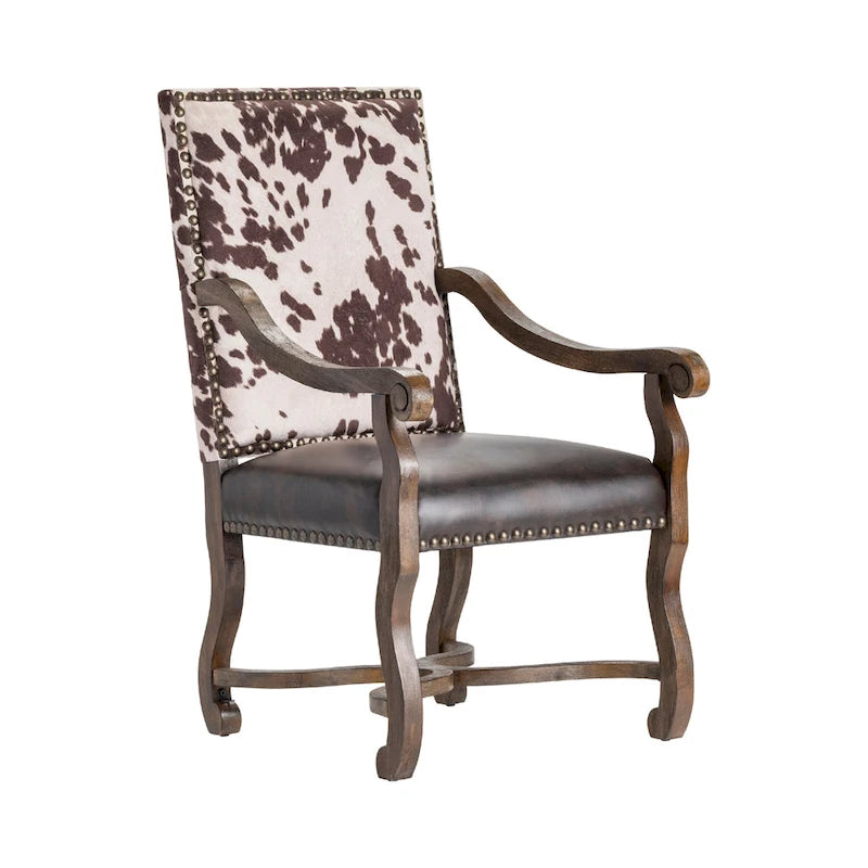 Mesquite Ranch Bonded Leather and Faux Cowhide Accent Chair - 30 x 24 x 42