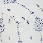 18 Navy and White Ornamental Motif Handcrafted Square Pouf Ottoman