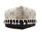 18 Navy and White Ornamental Motif Handcrafted Square Pouf Ottoman