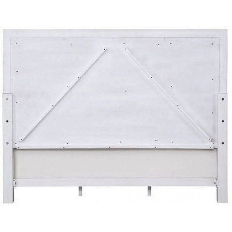 Queen Bed with Channel Tufted Fabric Padding, White and Gray