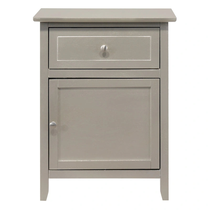 Modern 19-in Metal Hand Holder Single-Drawer Wood Nightstand with Cabinet