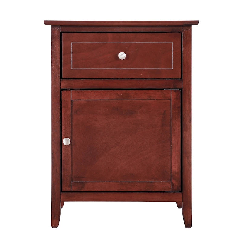 Modern 19-in Metal Hand Holder Single-Drawer Wood Nightstand with Cabinet