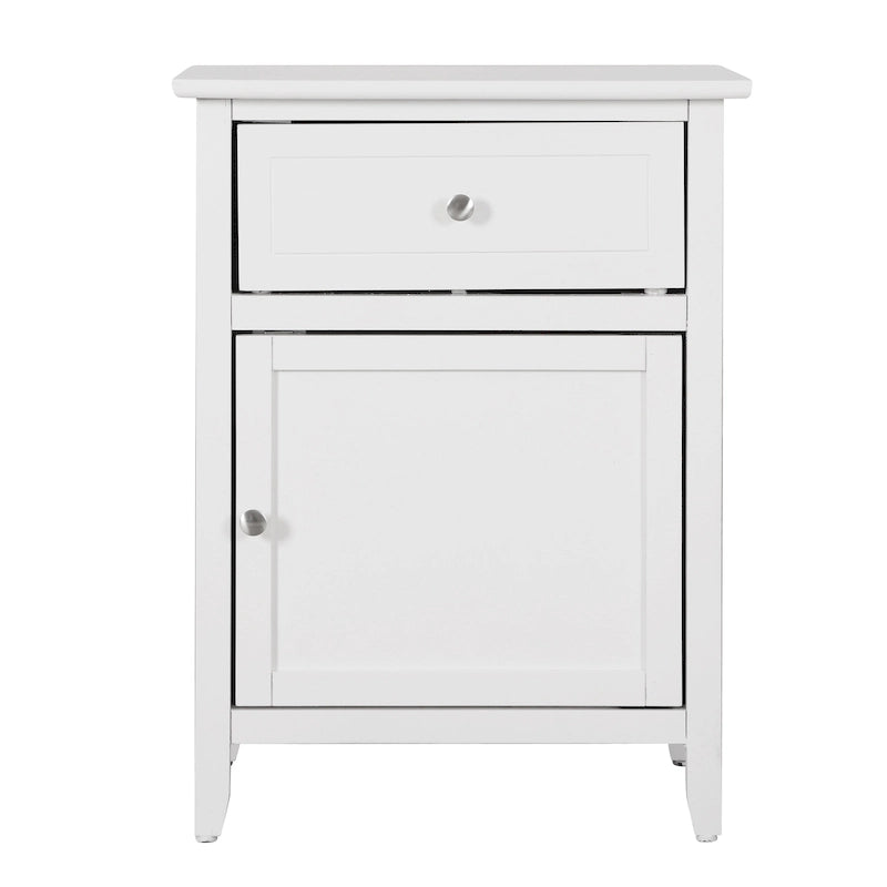 Modern 19-in Metal Hand Holder Single-Drawer Wood Nightstand with Cabinet