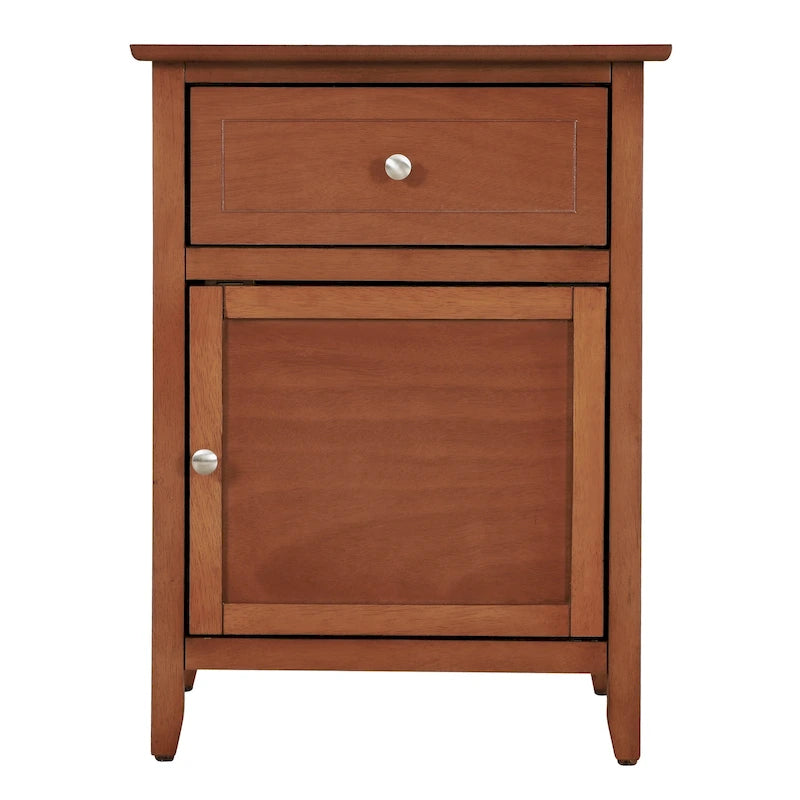 Modern 19-in Metal Hand Holder Single-Drawer Wood Nightstand with Cabinet