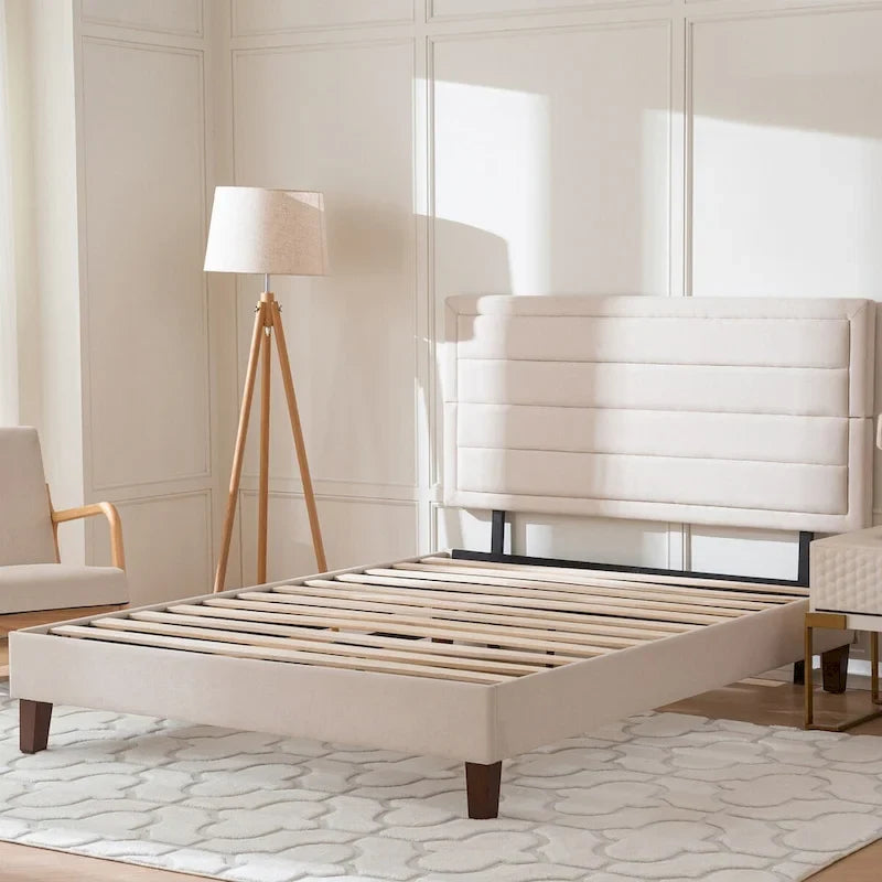 EGOHOME Upholstered 4 Channel Low Profile Platform Bed