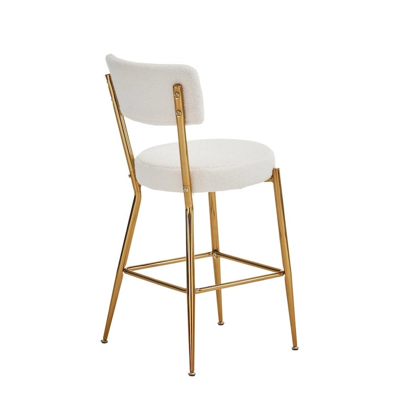 Set of 4 Modern Teddy Fabric Upholstered Bar Stools - Metal Base High Stools