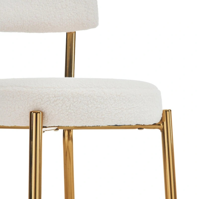 Set of 4 Modern Teddy Fabric Upholstered Bar Stools - Metal Base High Stools