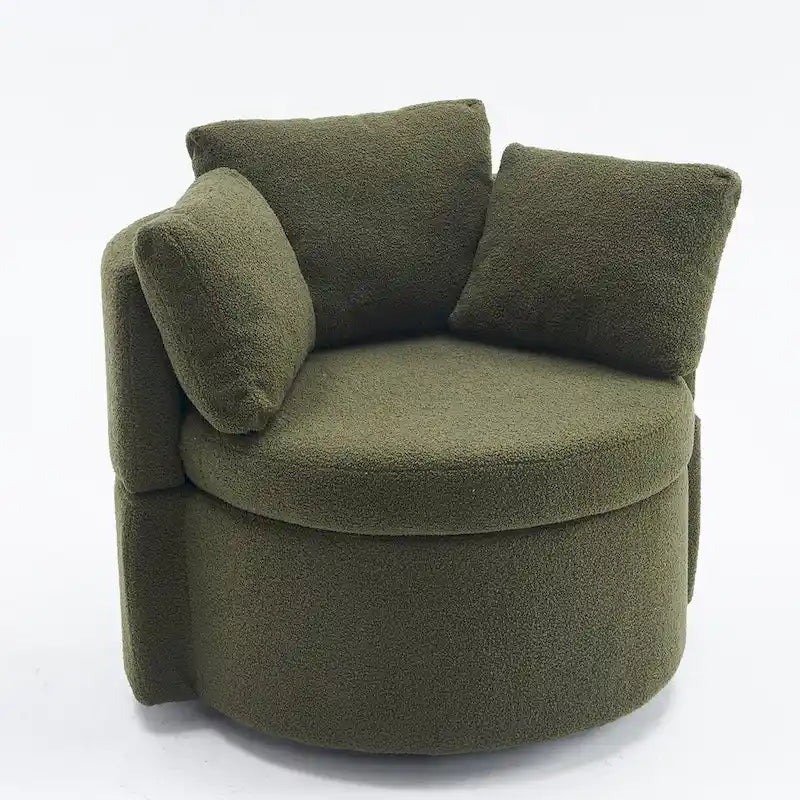 Fabric Swivel Chair With Storage and Back Cushion For Living Room