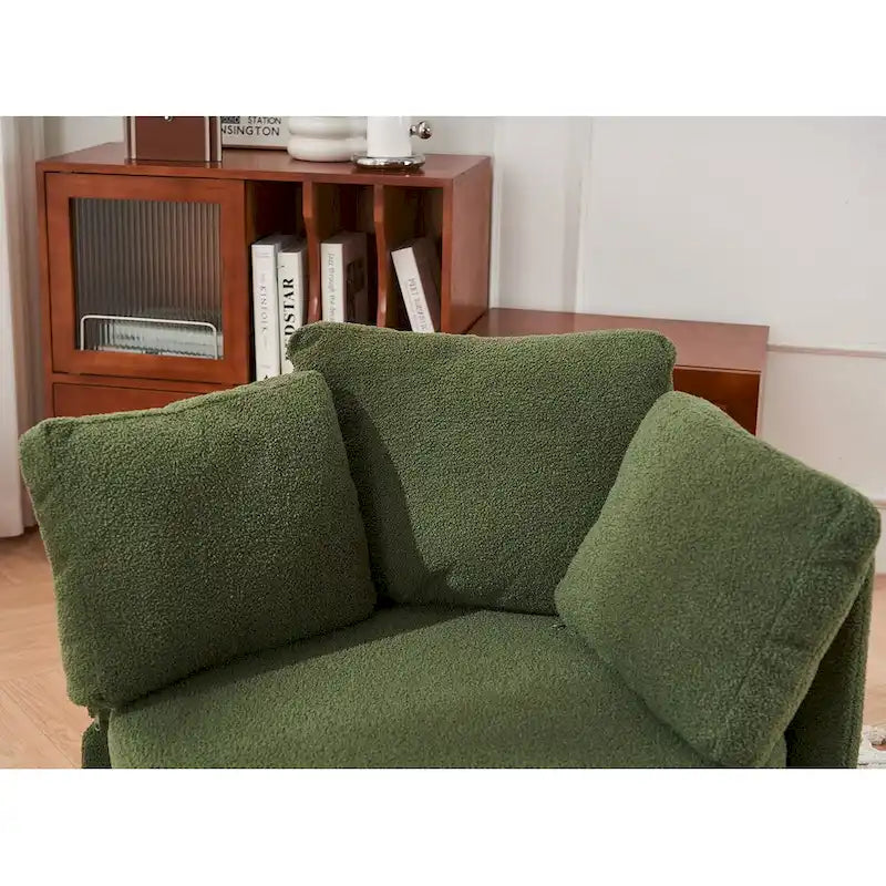 Fabric Swivel Chair With Storage and Back Cushion For Living Room