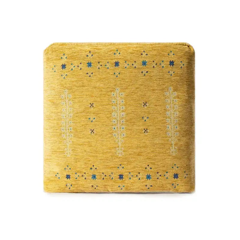 HomeRoots 18 Yellow Abstract Pouf Ottoman