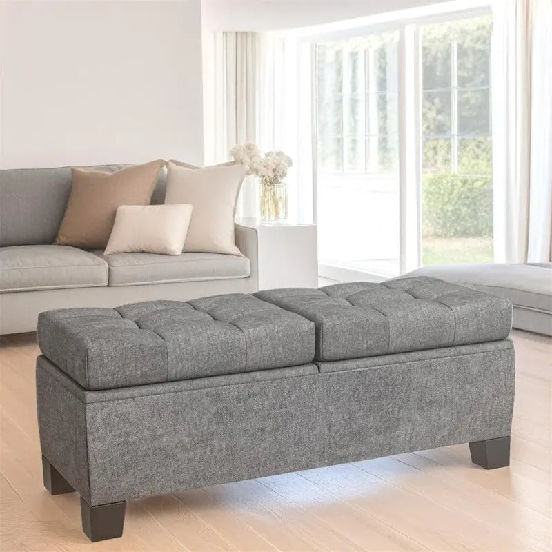 46 Storage Upholstered Ottoman Bench with Steel Frame