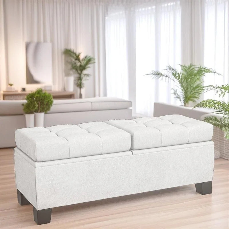 46 Storage Upholstered Ottoman Bench with Steel Frame