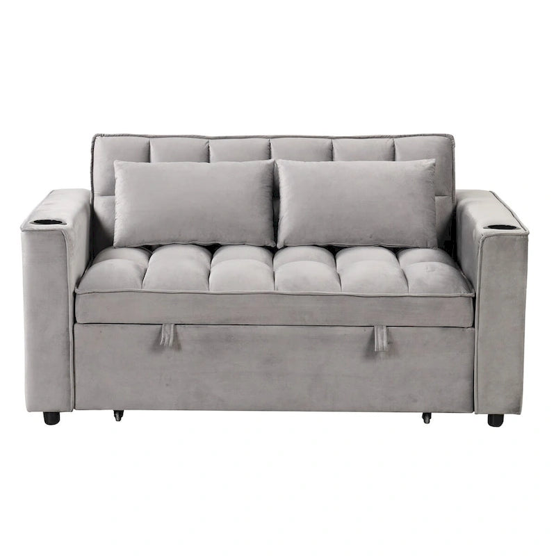 Velvet Multi-functional Sofa Bed, Cup Holder, USB Port