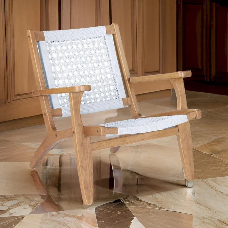 Heor 29 Inch Accent Chair, Hexagon Rope Woven Back, Seat, Brown, Gray