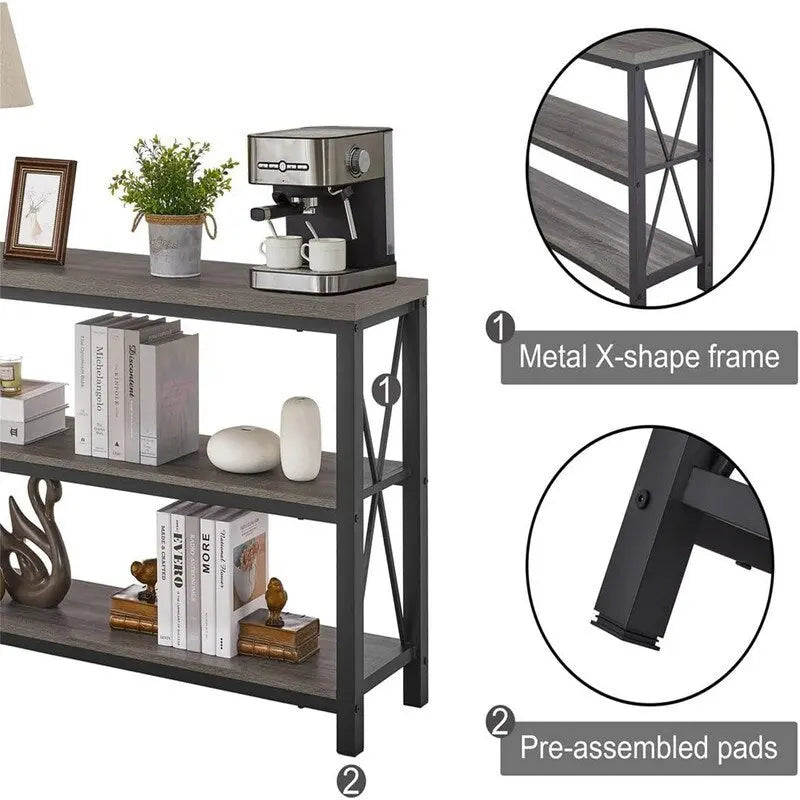Industrial Sofa Console Table - 13.39D x 47.24W x 30H