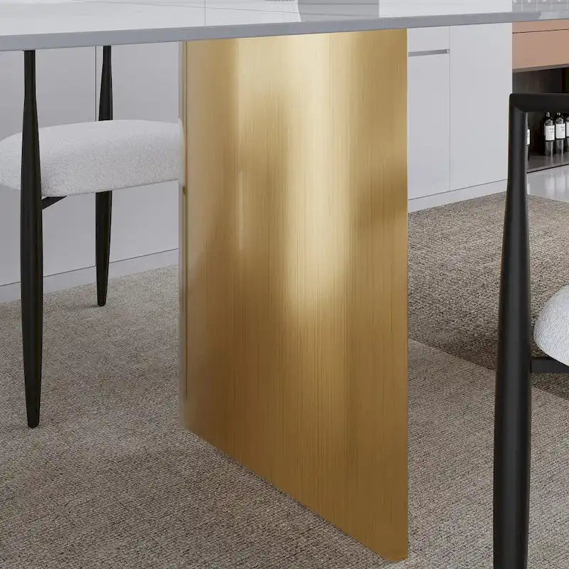 9 - Piece 94.48 Extendable Sintered Stone Dining Table with 8 Chairs Dining Set