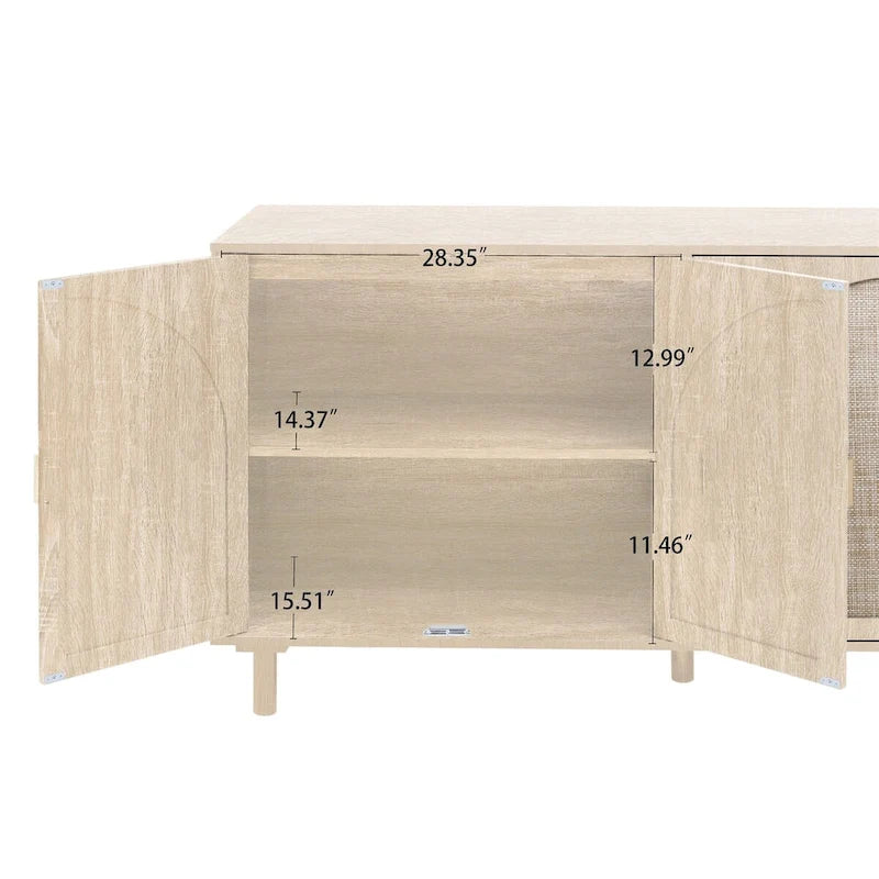 Modern 4 Door Cabinet with Adjustable Shelf