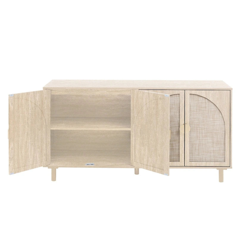 Modern 4 Door Cabinet with Adjustable Shelf