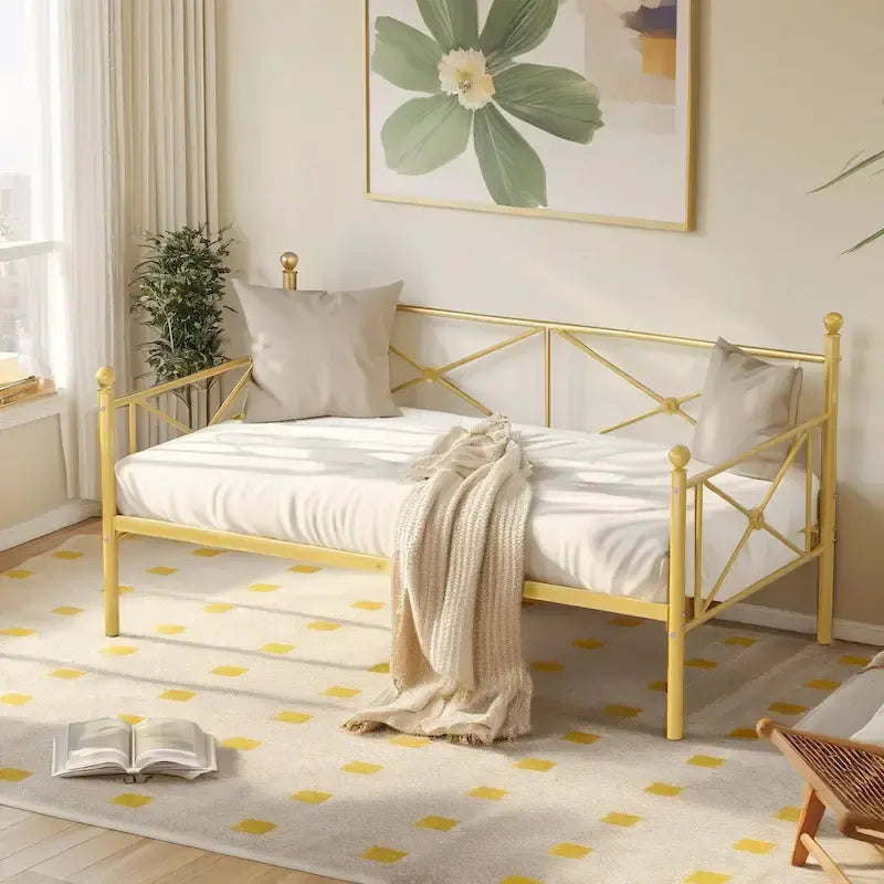 Javlergo Metal Daybed Frame Twin Size Sofa Bed with Steel Slats for Living Room Guest Room