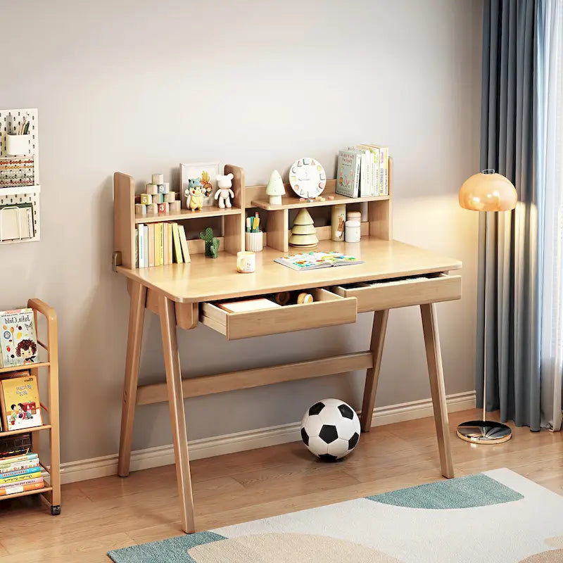 Kids Desk Kids Table Wood Computer Desk with Bookshelf - N/A
