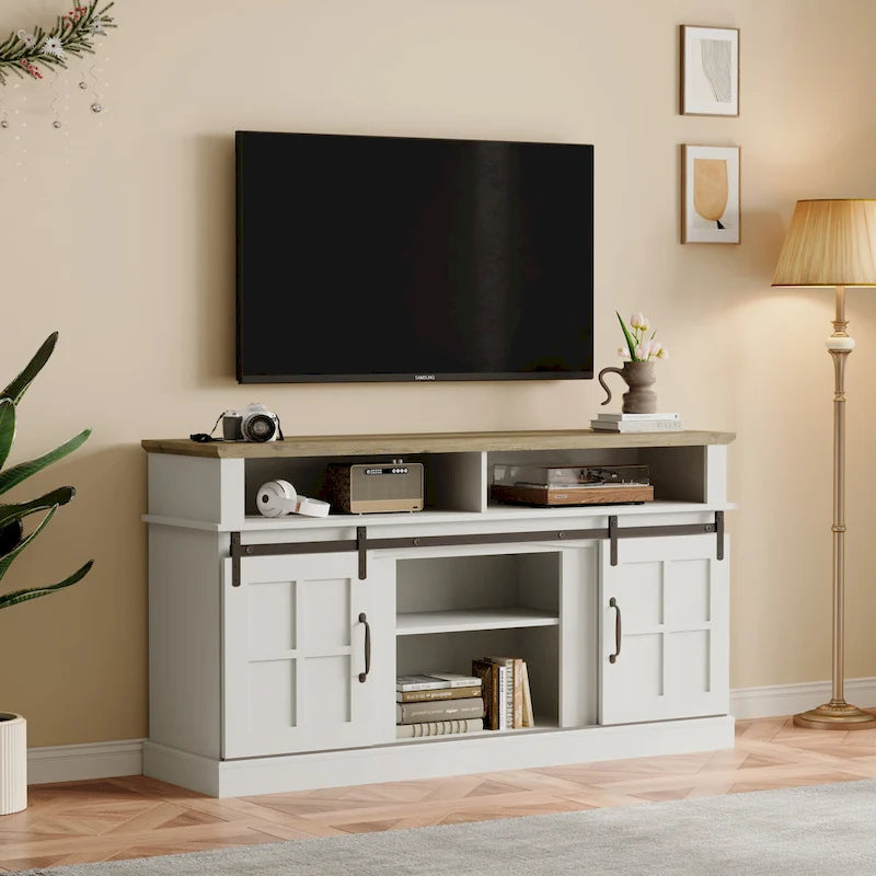58 TV Stand Entertainment Center with Storage Cabinet and Shelves - 58 inches