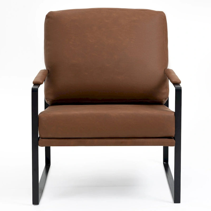 Ayume Brown Faux Leather with Black Iron Legs