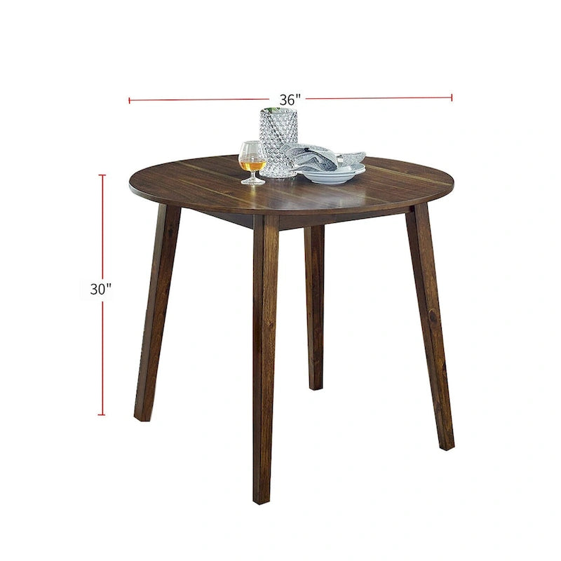 Round Dining Table Set in Walnut And Dark Brown