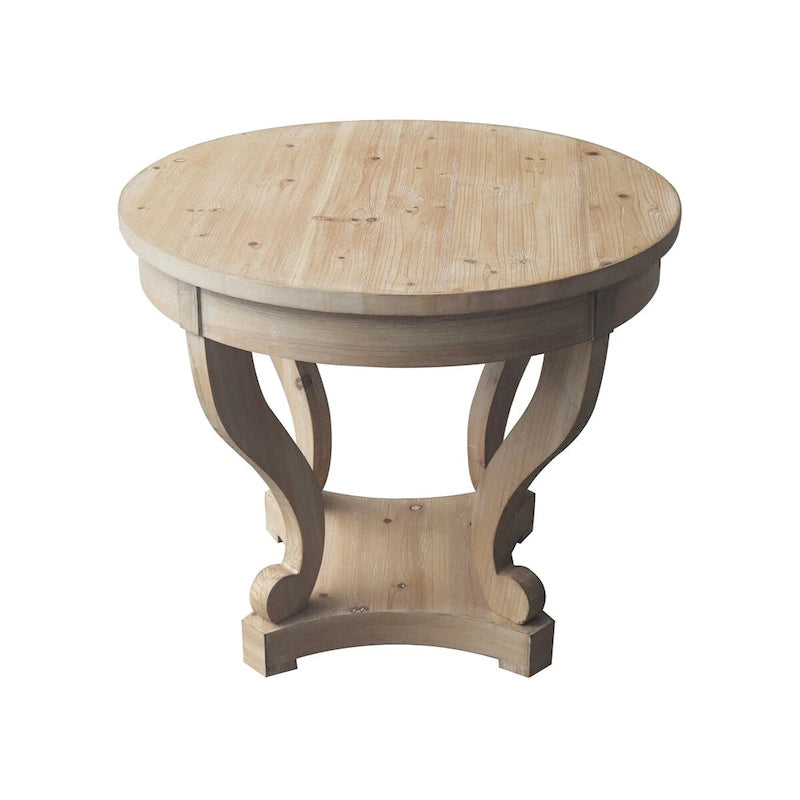 Curved Legs Farmhouse Style Small Size Round Dining Table Side Table Coffee Table for Dinette, Kitchen