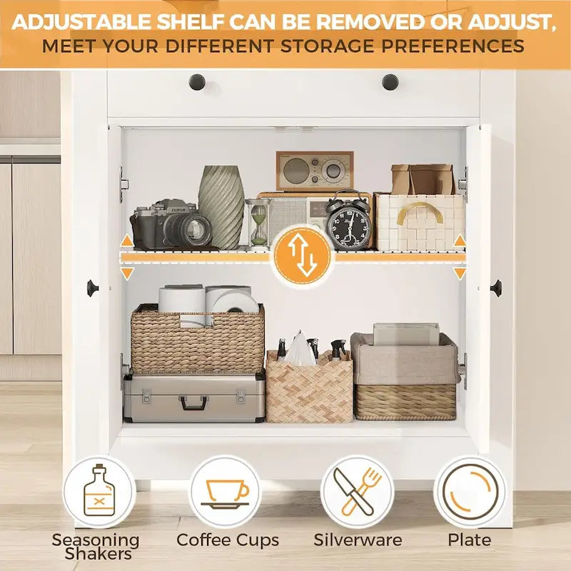 Kitchen Sideboard Buffet Storage Cabinet Coffee Bar Cabinet with 2 Drawers and Adjustable shelf