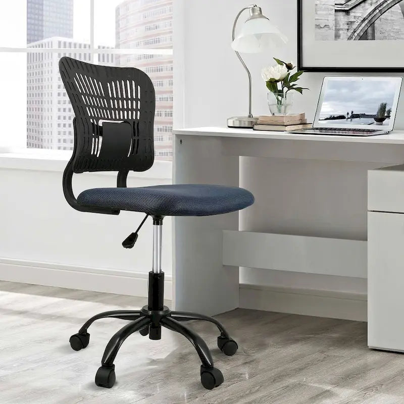 Armless Ergonomic Desk Chair Adjustable Height Seat Mesh Task Chair Office Chair