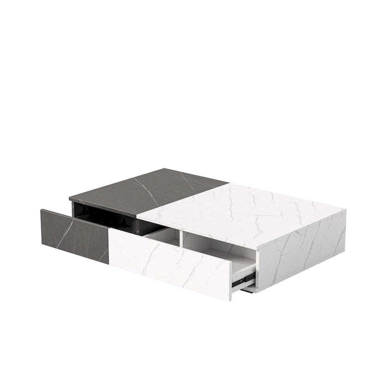 Modern style black and white coffee table with two storage spaces
