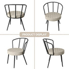 Set of 2 Leather Dining Chairs with Metal Frame