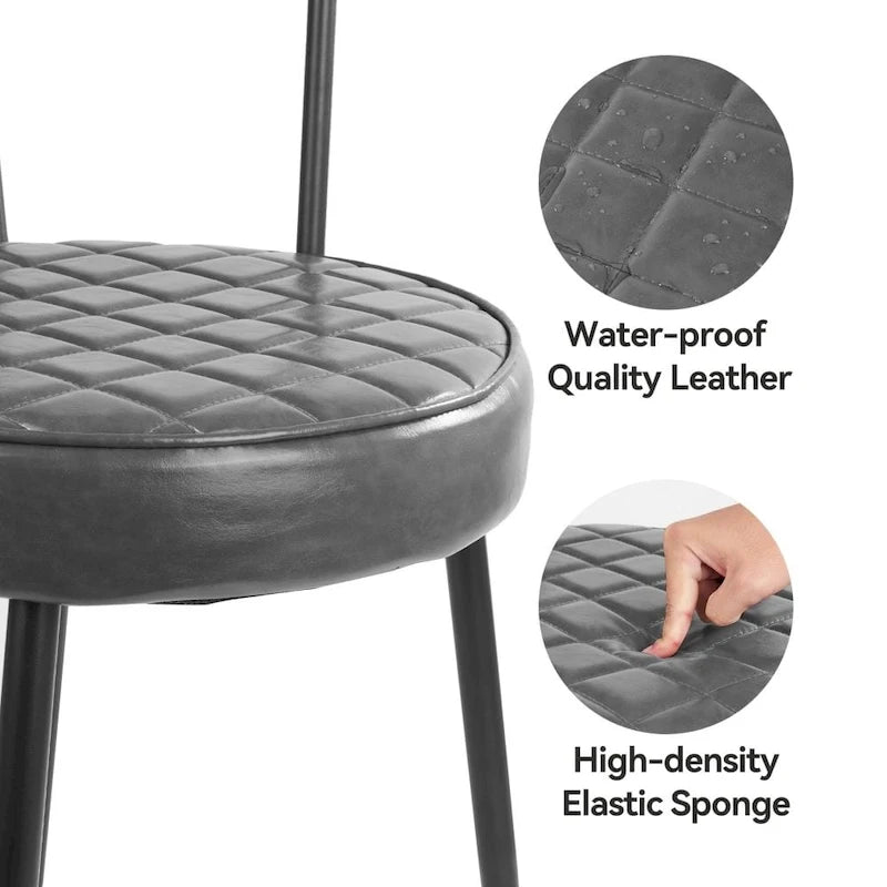 Set of 2 Leather Dining Chairs with Metal Frame