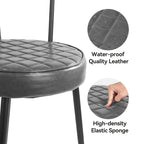 Set of 2 Leather Dining Chairs with Metal Frame