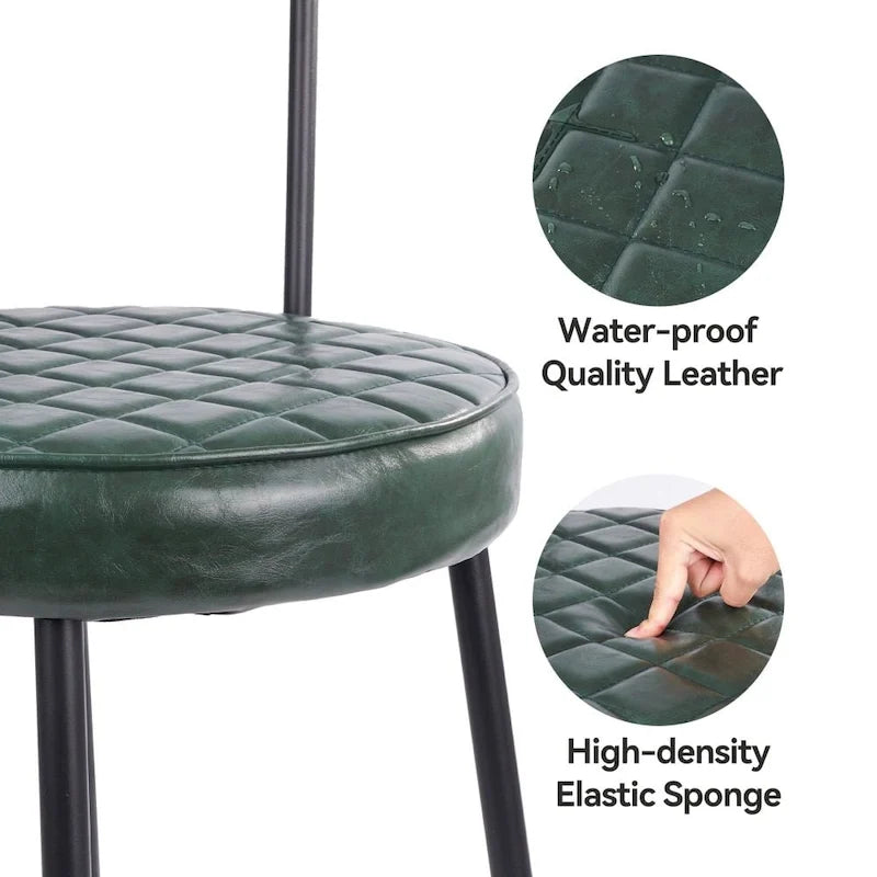 Set of 2 Leather Dining Chairs with Metal Frame