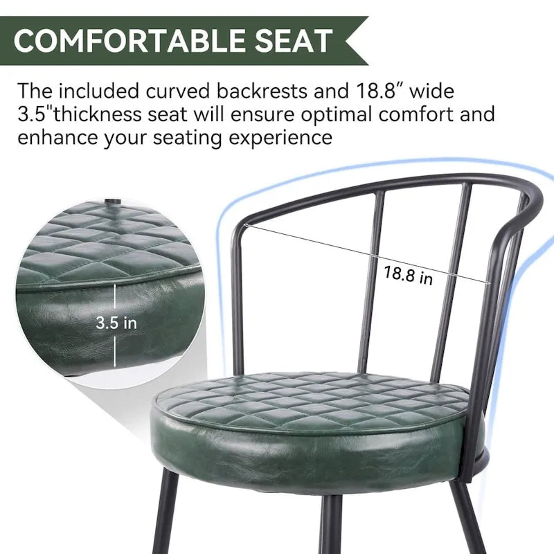 Set of 2 Leather Dining Chairs with Metal Frame