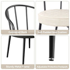 Set of 2 Leather Dining Chairs with Metal Frame