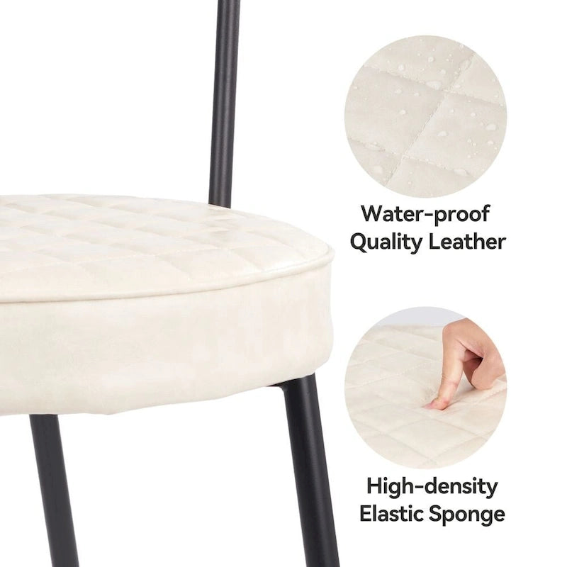 Set of 2 Leather Dining Chairs with Metal Frame