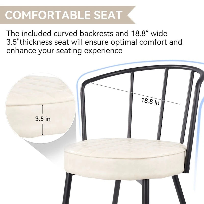 Set of 2 Leather Dining Chairs with Metal Frame