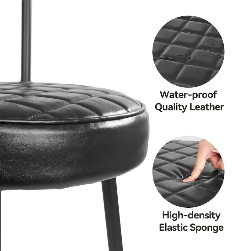 Set of 2 Leather Dining Chairs with Metal Frame